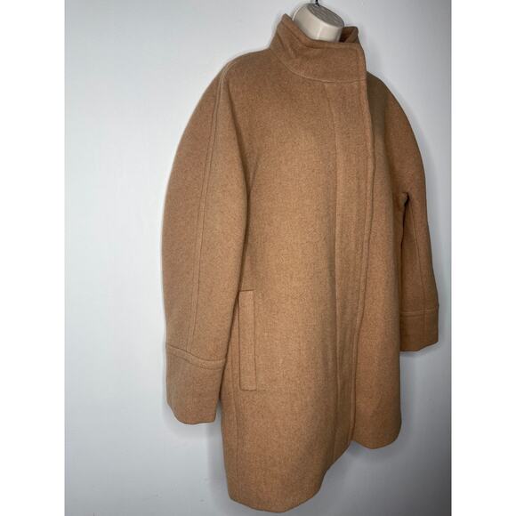 J. Crew City Coat Wool Side Zipper Heather Acorn Size 16 - Picture 5 of 12